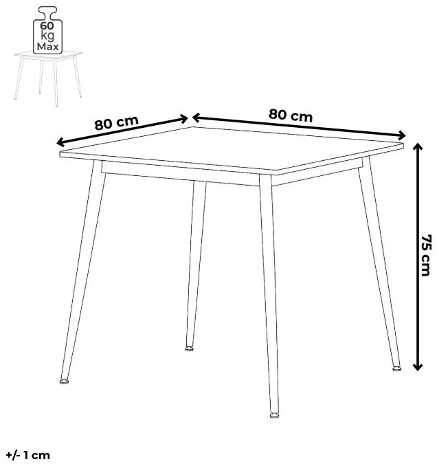 Étkezőasztal 80×80 cm, Kerámia Márvány. HT-398M GREY