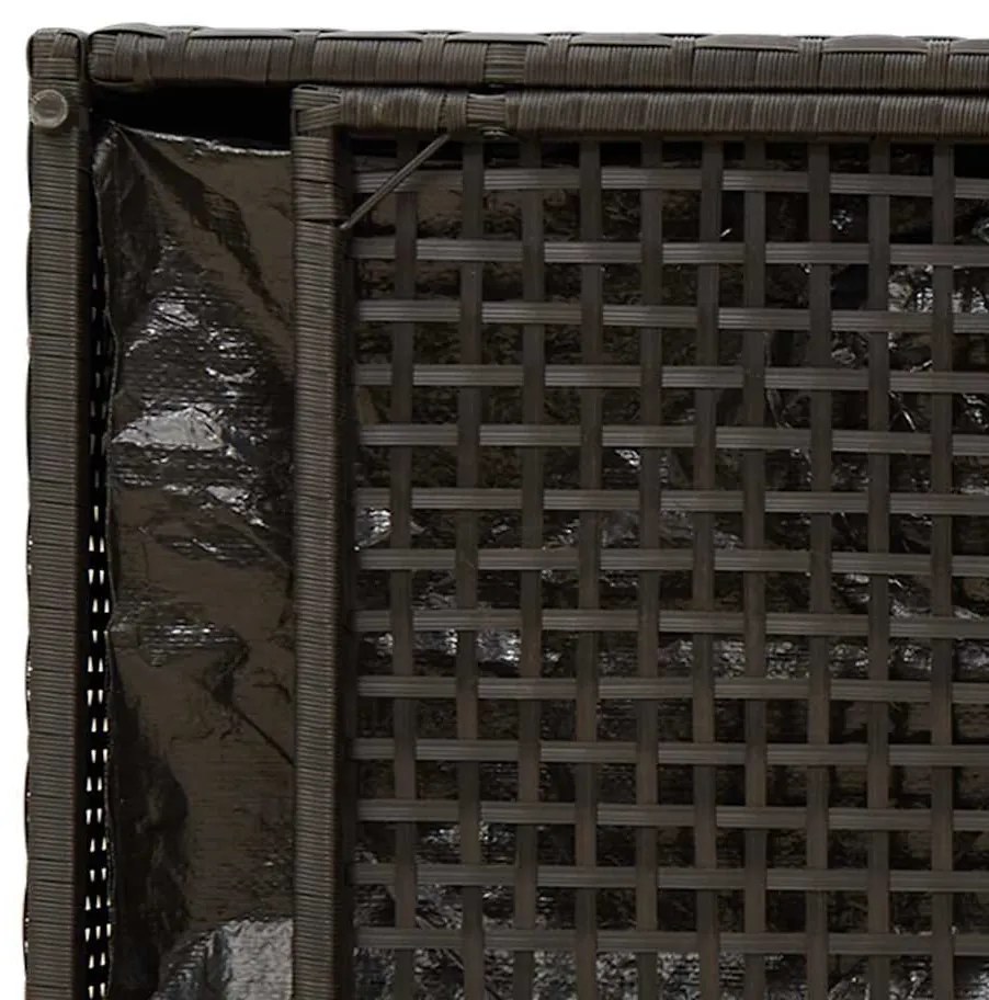 fekete polyrattan kültéri tárolópad párnával 100 cm