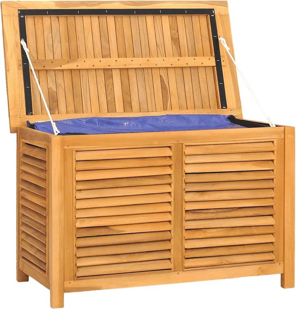 vidaXL tömör tíkfa kerti tárolóláda zsákkal 90 x 50 x 58 cm