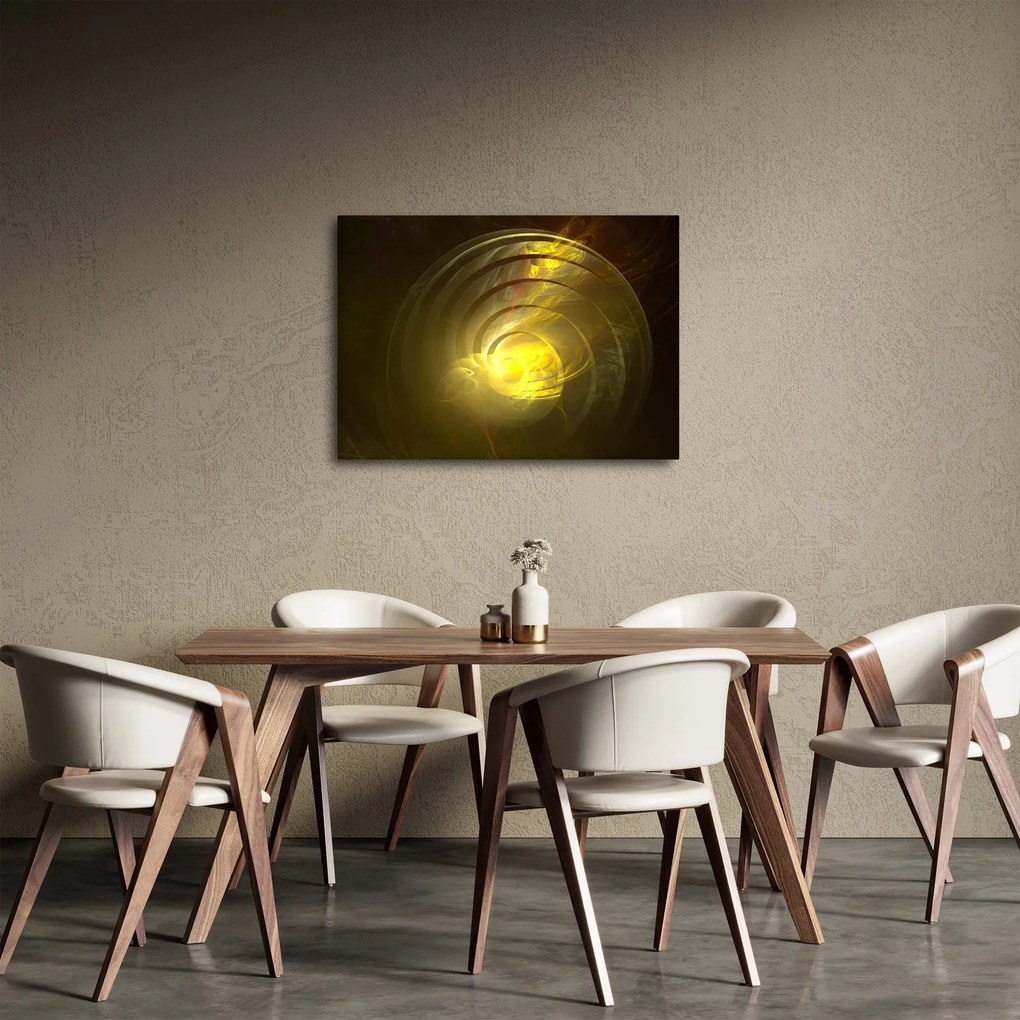 Sárga absztrakt spirál képe (70x50 cm)