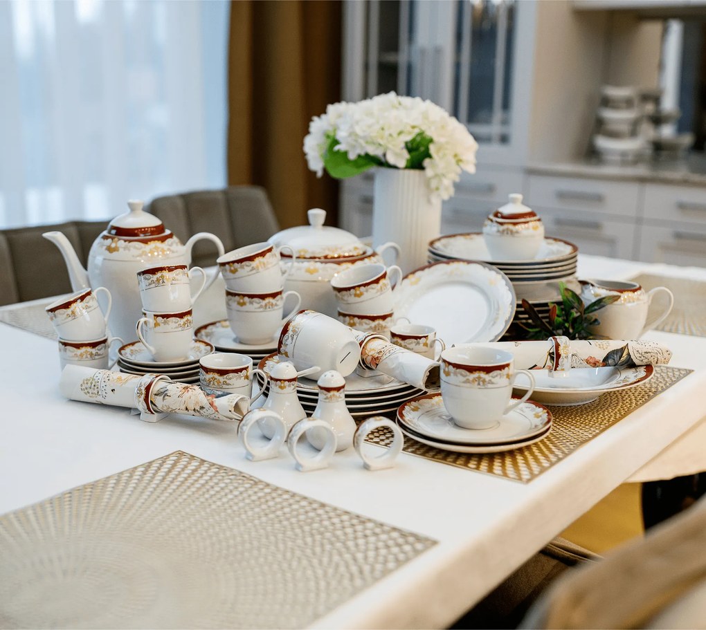 TEMPO-KONDELA GARIDA TYP 2, étkészlet, 57 db-os szett, porcelán