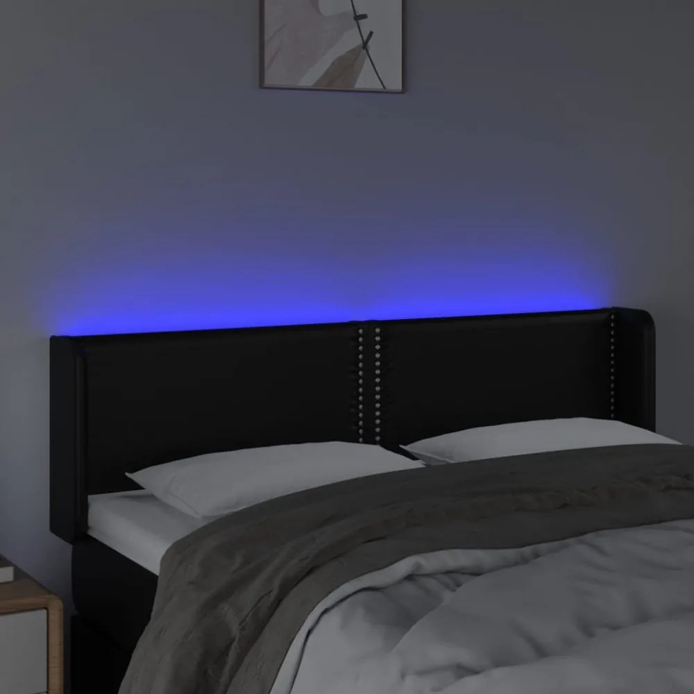 fekete műbőr LED-es fejtámla 147 x 16 x 78/88 cm