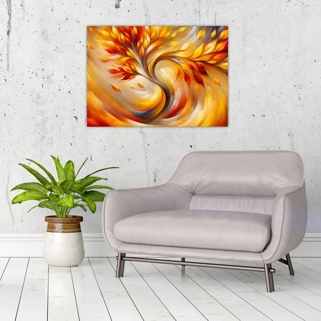Üveg kép - Őszi fa (70x50 cm)