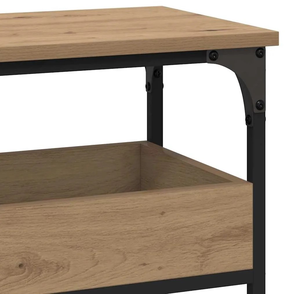 Konzolasztal polcokkal kézműves tölgy 100 x 29 x 75 cm Faanyag