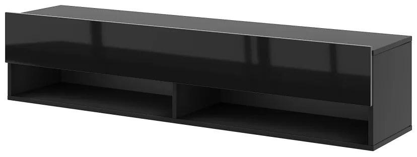TV szekrény 140 cm fekete / fekete magasfény színkombinációban – DERBY