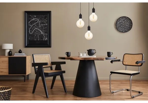 Csillár zsinóron MIROS 3xE27/60W/230V kerek fekete