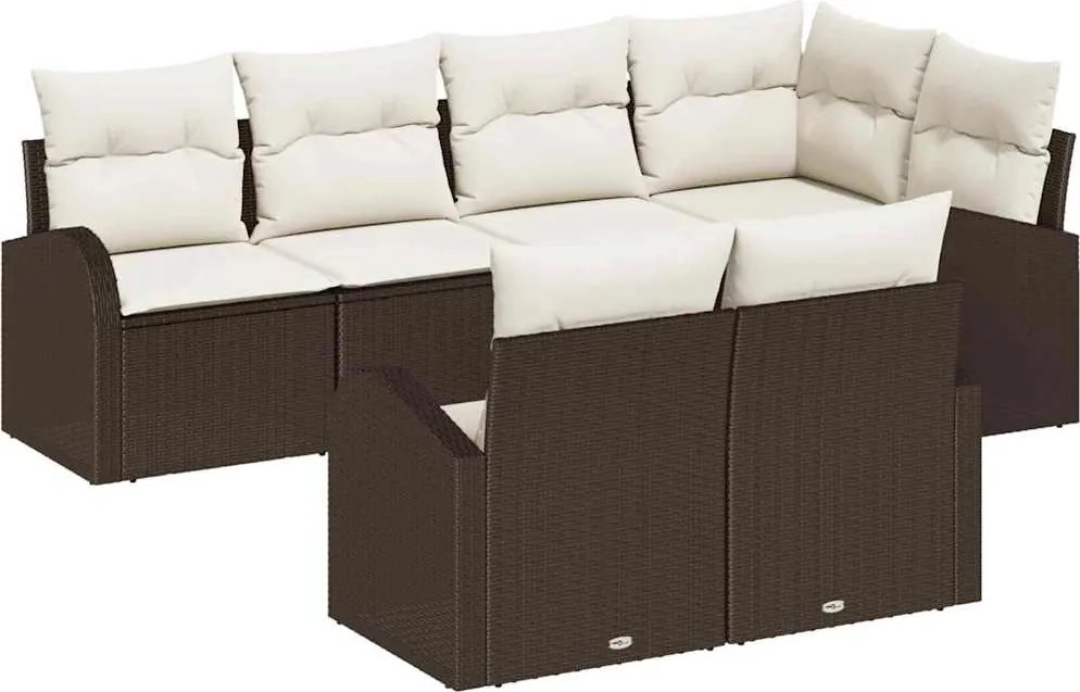 vidaXL Kerti Kanapé Szett Barna polirattan