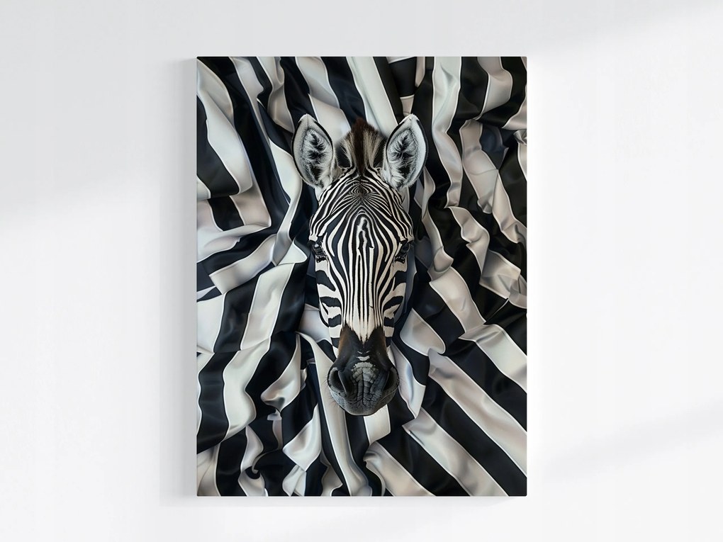 Poszter Fekete Fehér Zebra Portré Szövet Ágyneműhuzat 60x80