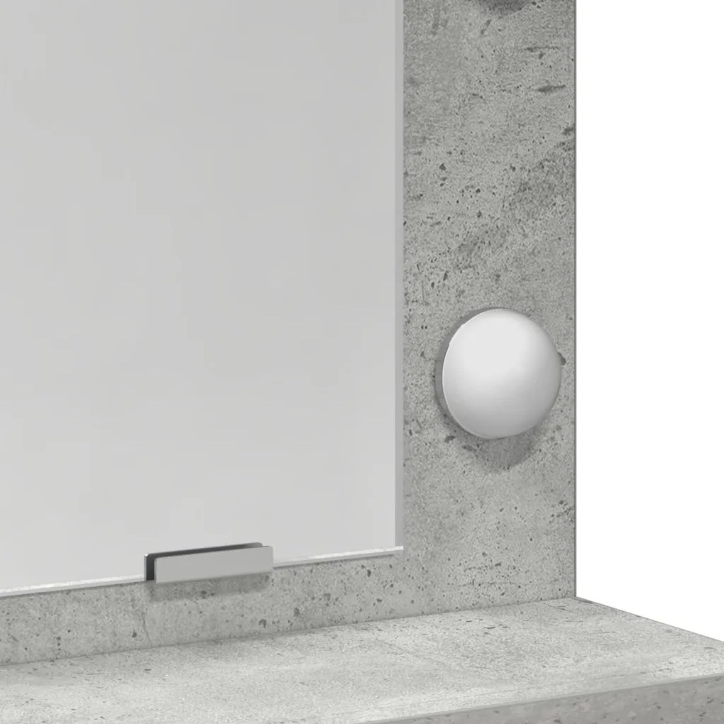 LED-es fésülködő asztal Betongyári szürke 50x41x135 cm
