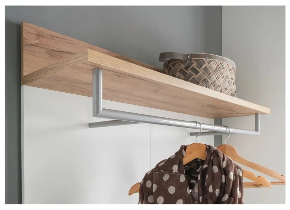 Fehér-natúr színű fogas panel tölgyfa dekorral Topix – Germania