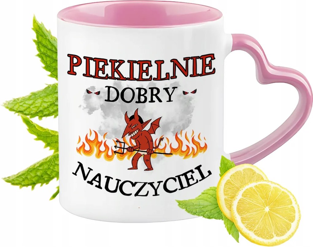 Pedagógus bögre Rózsaszín, Szív alakú füllel Kávé Ajándék