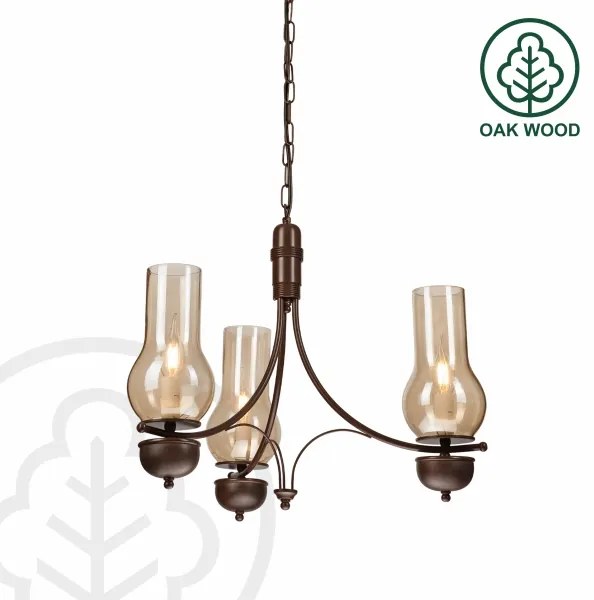 Brilagi - COTTAGE láncon függő LED csillár 3xE14/40W/230V bükk/barna/füstös bézs