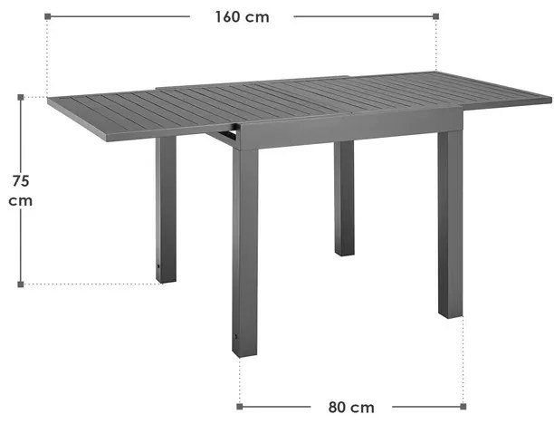 Juskys Laki kerti asztal 80x80 cm - antracit