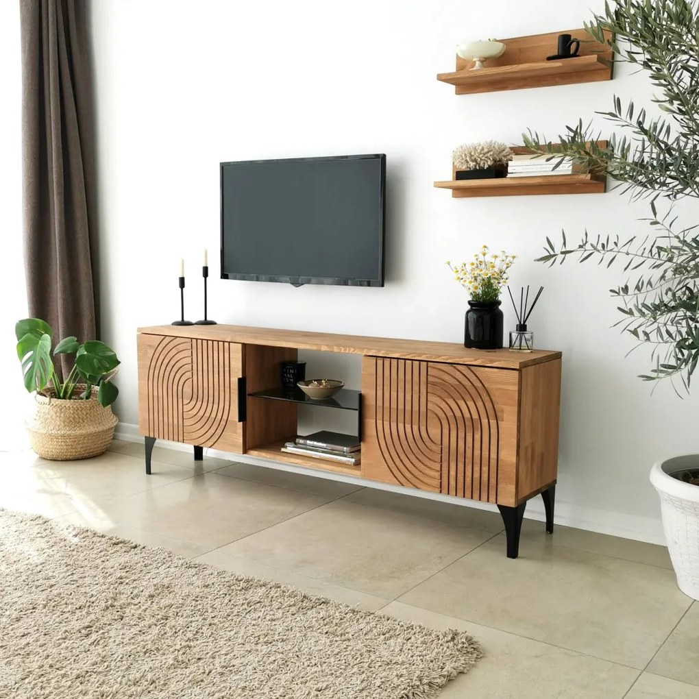 Lidya fém TV-állvány, tölgy, 50 cm