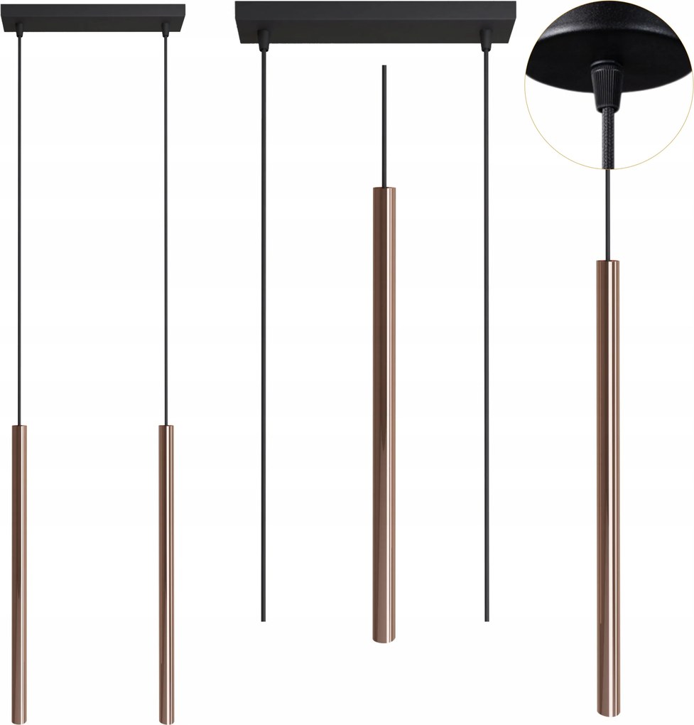 Mennyezeti függőlámpa túlnyúló fém modern fekete-réz szín