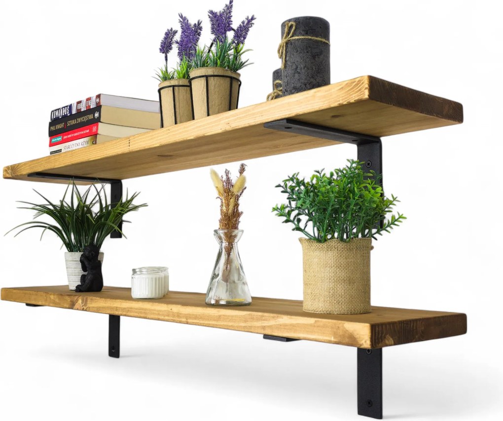 Loft falra akasztható polc tömörfa, konyhába, nappaliba 50cm x10cm