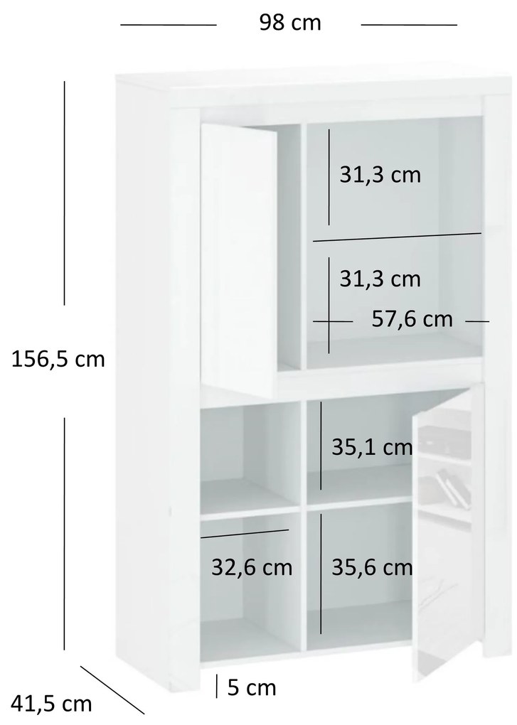 Regál Leona 2D (fényes fehér). Akció -19%. 1053016