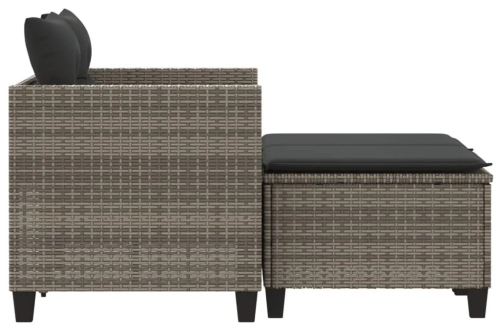 2 személyes szürke polyrattan kerti kanapé zsámolyokkal