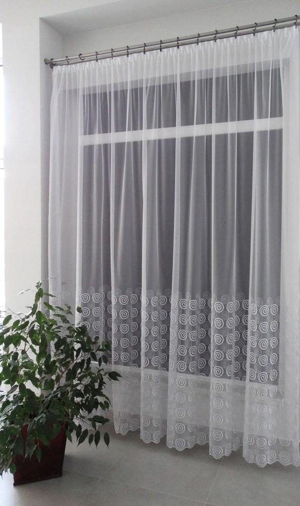 Mg Függöny Waria háló Fehér hímzés ezüst 420x250