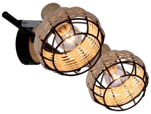 Spotlámpa TAJGA 2xE14/40W/230V rattan/fekete