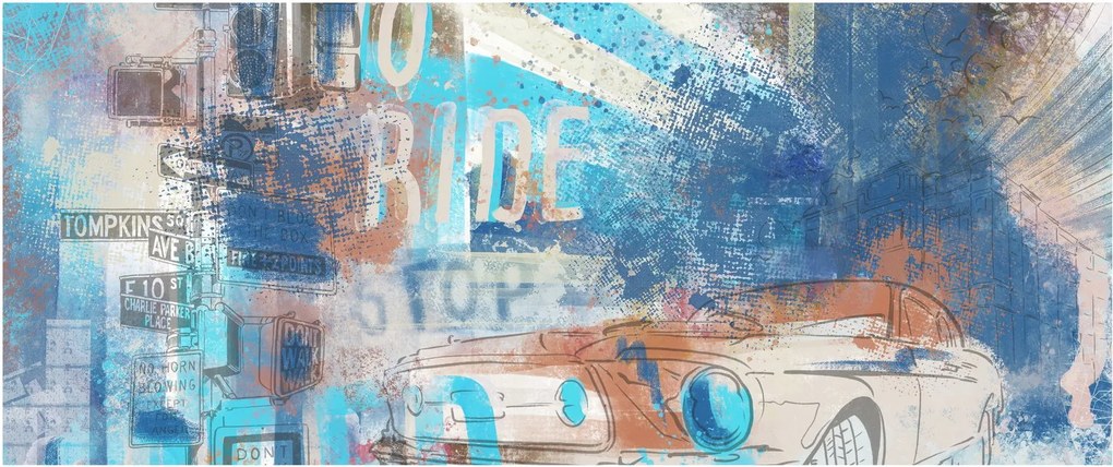 Kép - lovaglásra született, kék tónusok (120x50 cm)