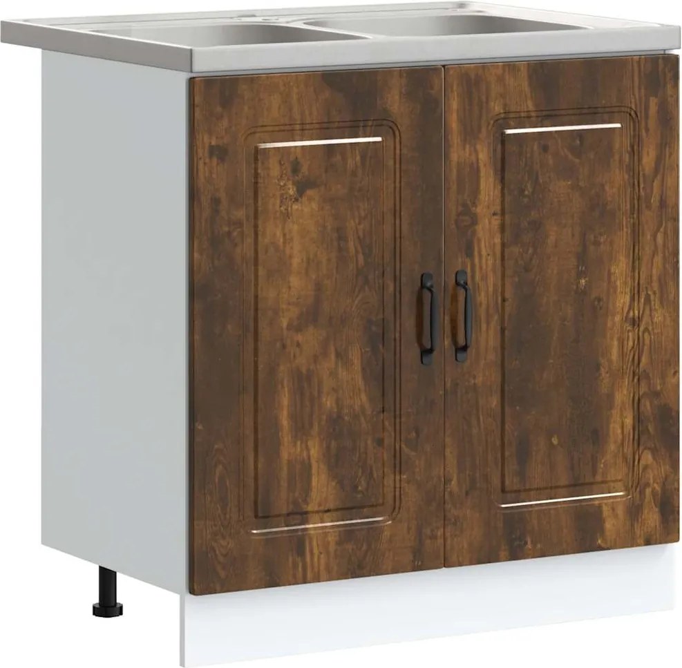 vidaXL Konyhaszekrény Kalmar 2 pcs Barna 80 x 46 x 81.5 cm Faanyag