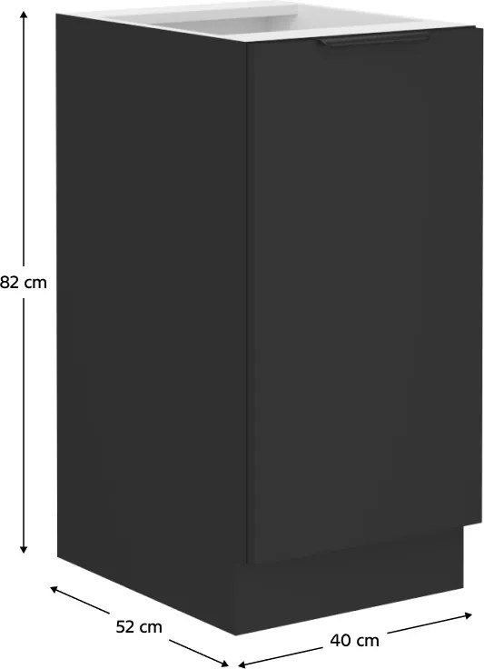 Alsó szekrény, fekete, SIBER 40 D 1F BB