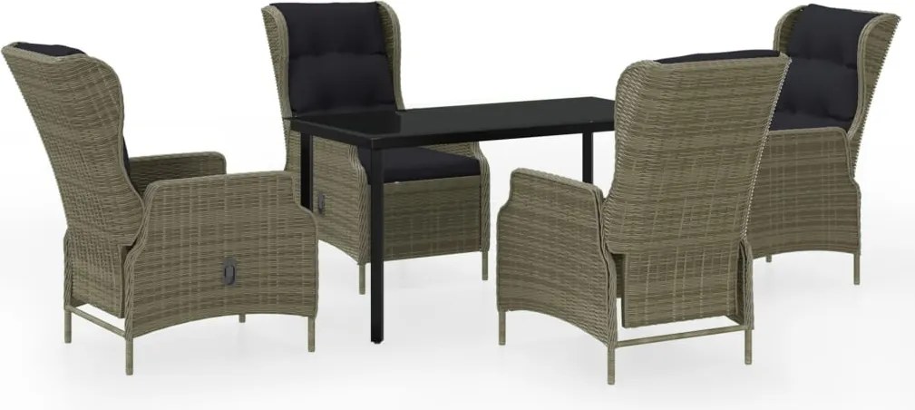 vidaXL 5 részes barna kerti étkezőgarnitúra