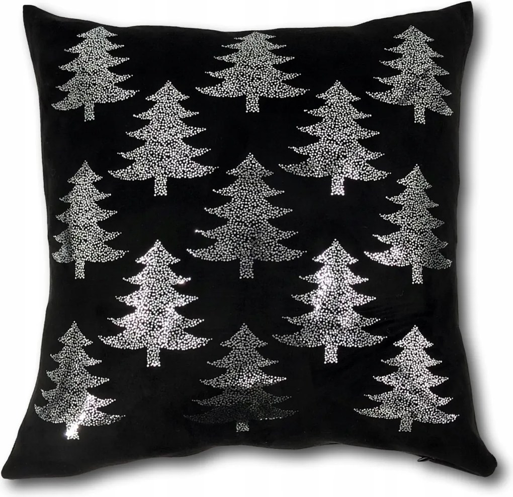 Párnahuzat Ezüst Karácsonyfa Velúrszerű