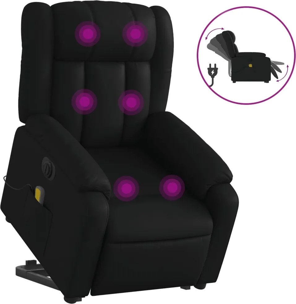 vidaXL elektromos fekete műbőr felállást segítő dönthető masszázsfotel