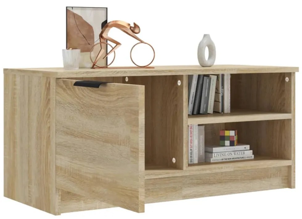sonoma-tölgyszínű szerelt fa fali TV-szekrény 80x35x36,5 cm