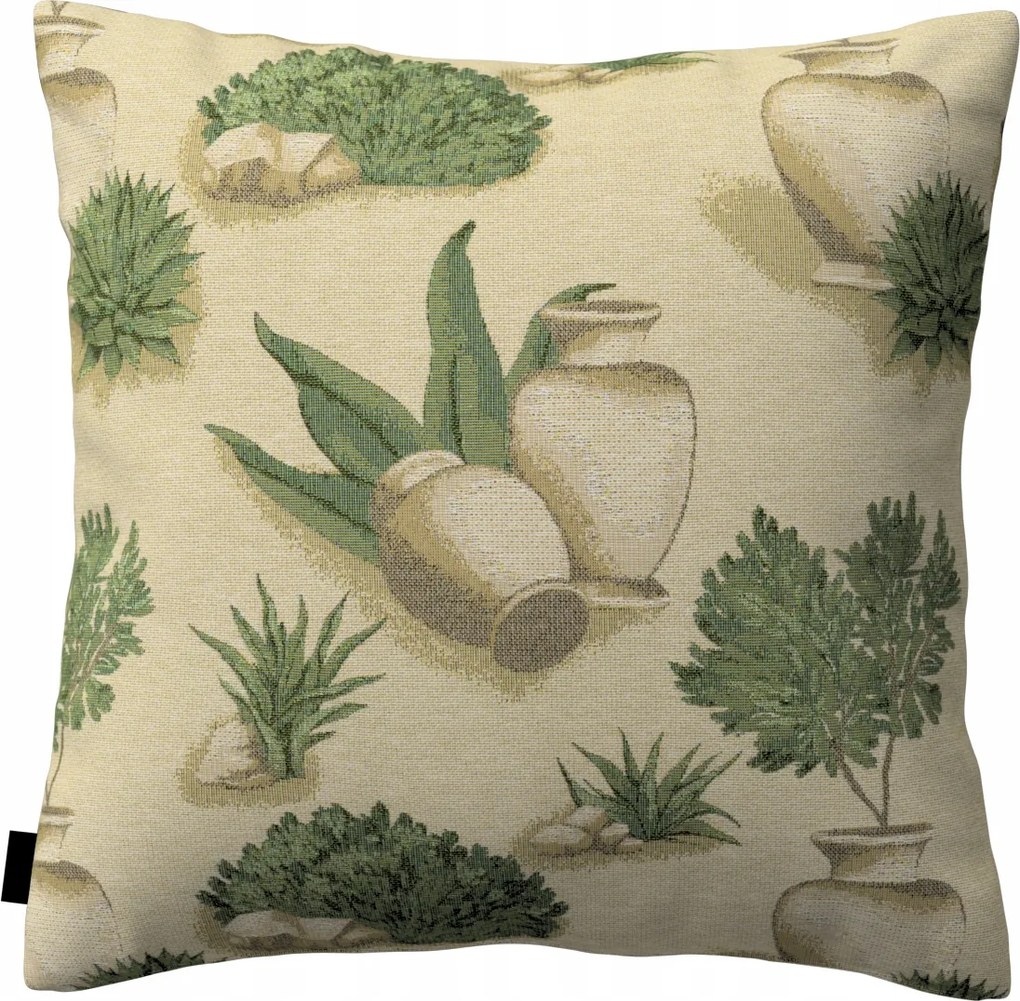Párnahuzat 43x43 bézs-zöld növényi motívum