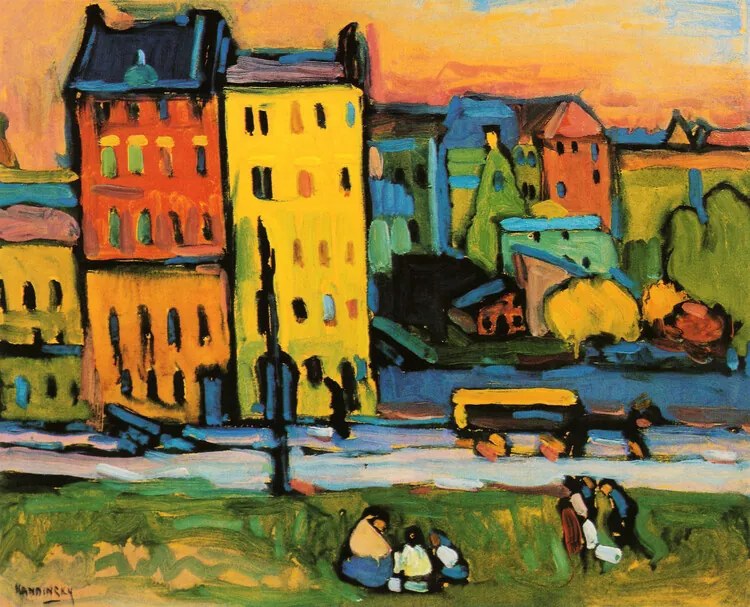 Reprodukció Houses in Munich (1908), Wassily Kandinsky