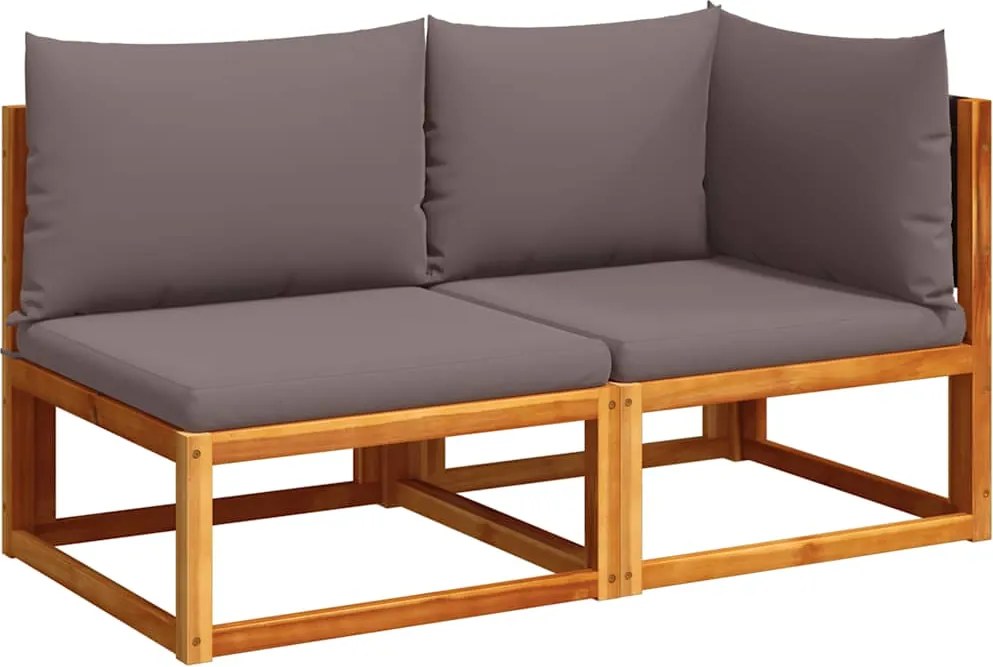 vidaXL kétszemélyes akácfa és rattan kerti kanapé párnákkal