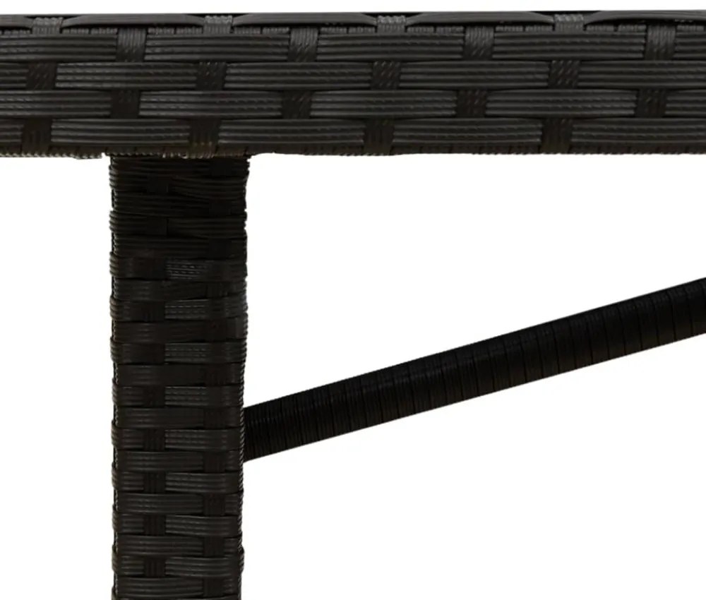 fekete polyrattan akácfa lapos kerti asztal 190 x 80 x 74 cm