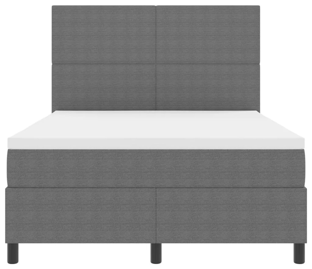 Boxspringágy matraccal Világosszürke 140x200 cm Kordbársony