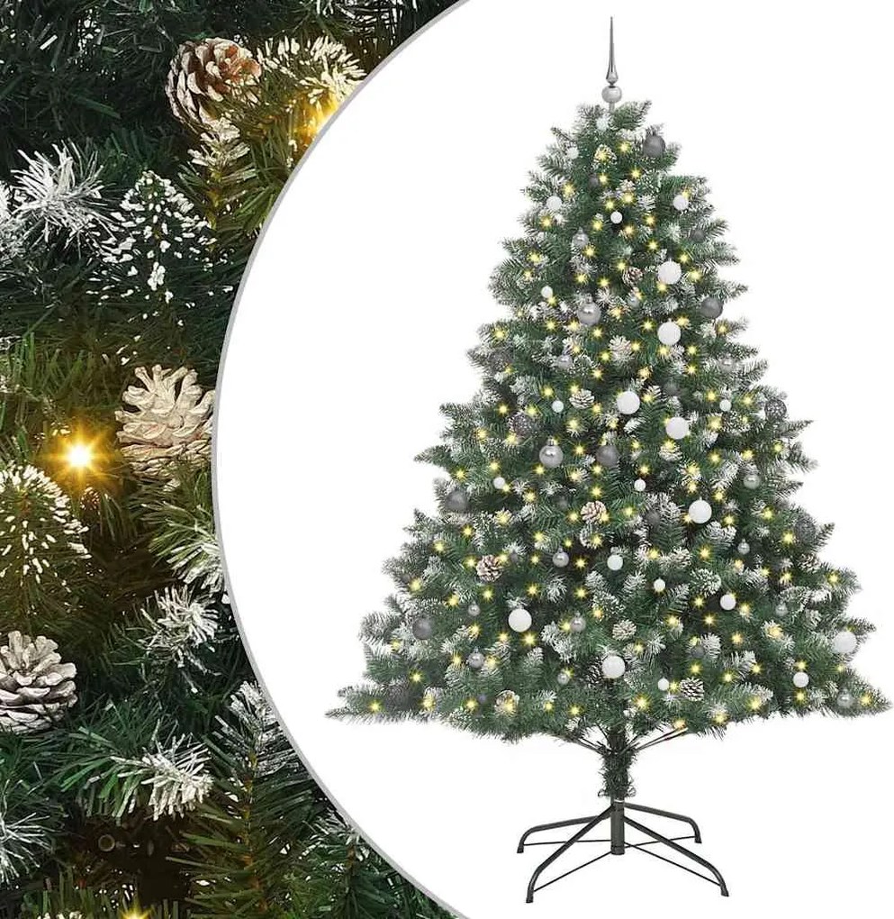 vidaXL Mű karácsonyfa 300 LED-del Zöld 240 cm PVC és Műanyag és Acél