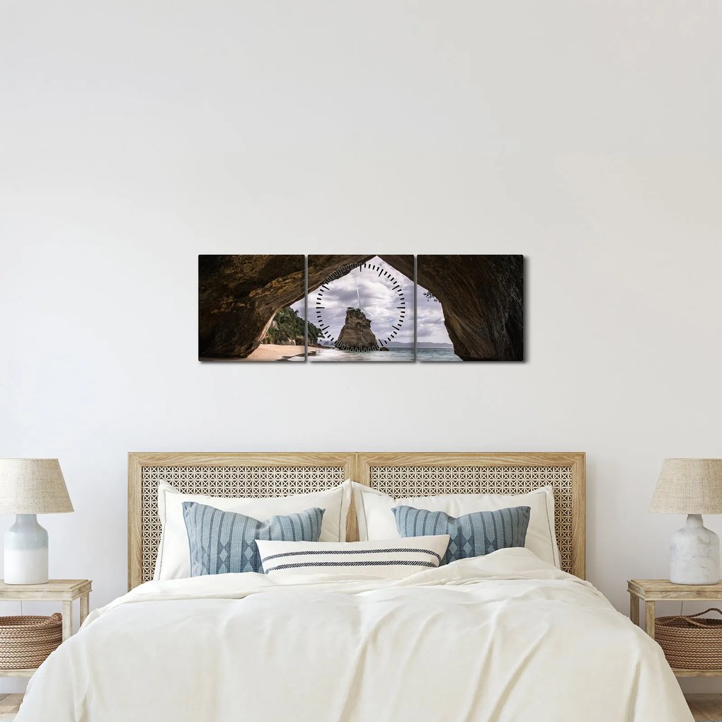 Barlang képe, Új-Zéland (órával) (90x30 cm)