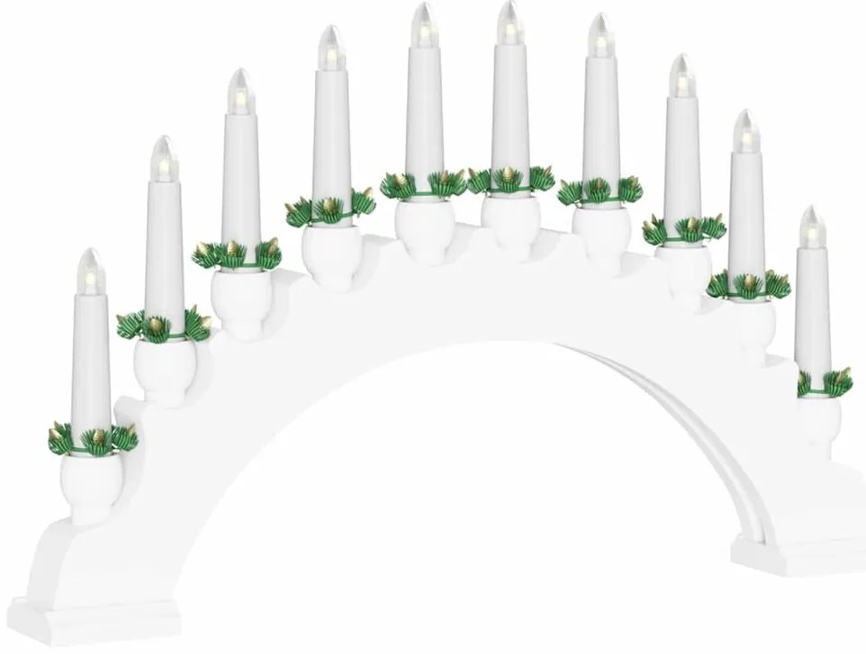 Karácsonyi gyertyatartó ív 10 LED gyertyával Fehér