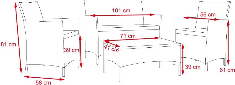 7-részes AVENBERG GRANDE kerti bútor szett - barna