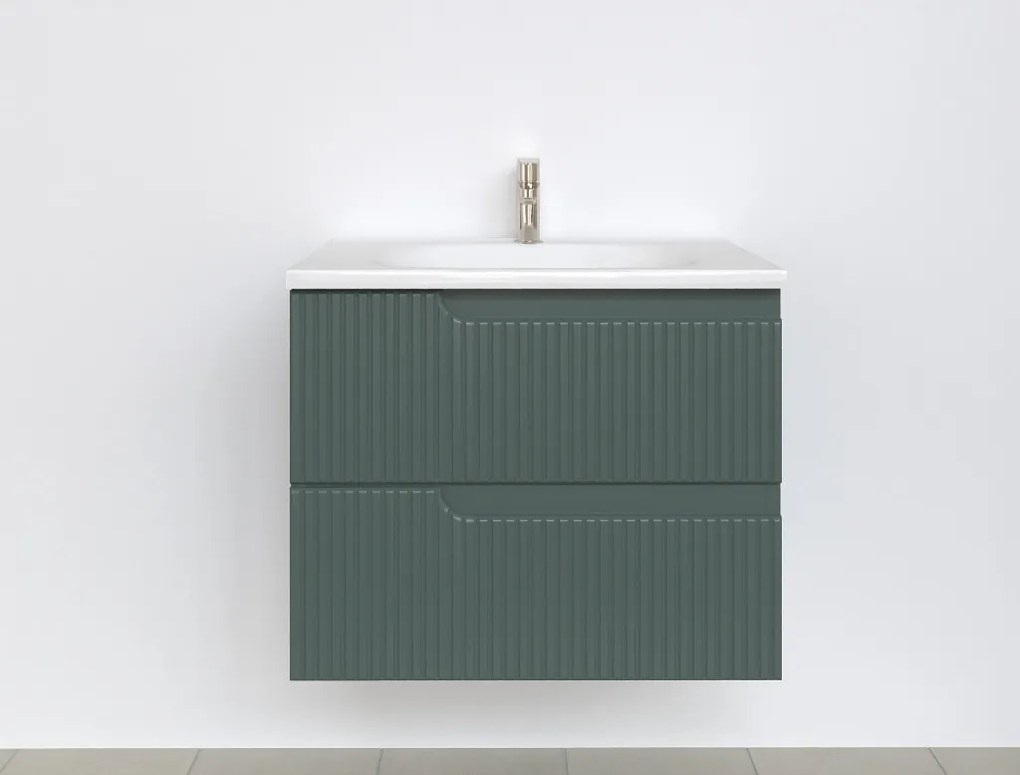 Piramida EURIDIKA fali fürdőszobabútor - műmárvány mosdóval -2 fiókos - PINO ZÖLD - 65 x 48 x 53 cm