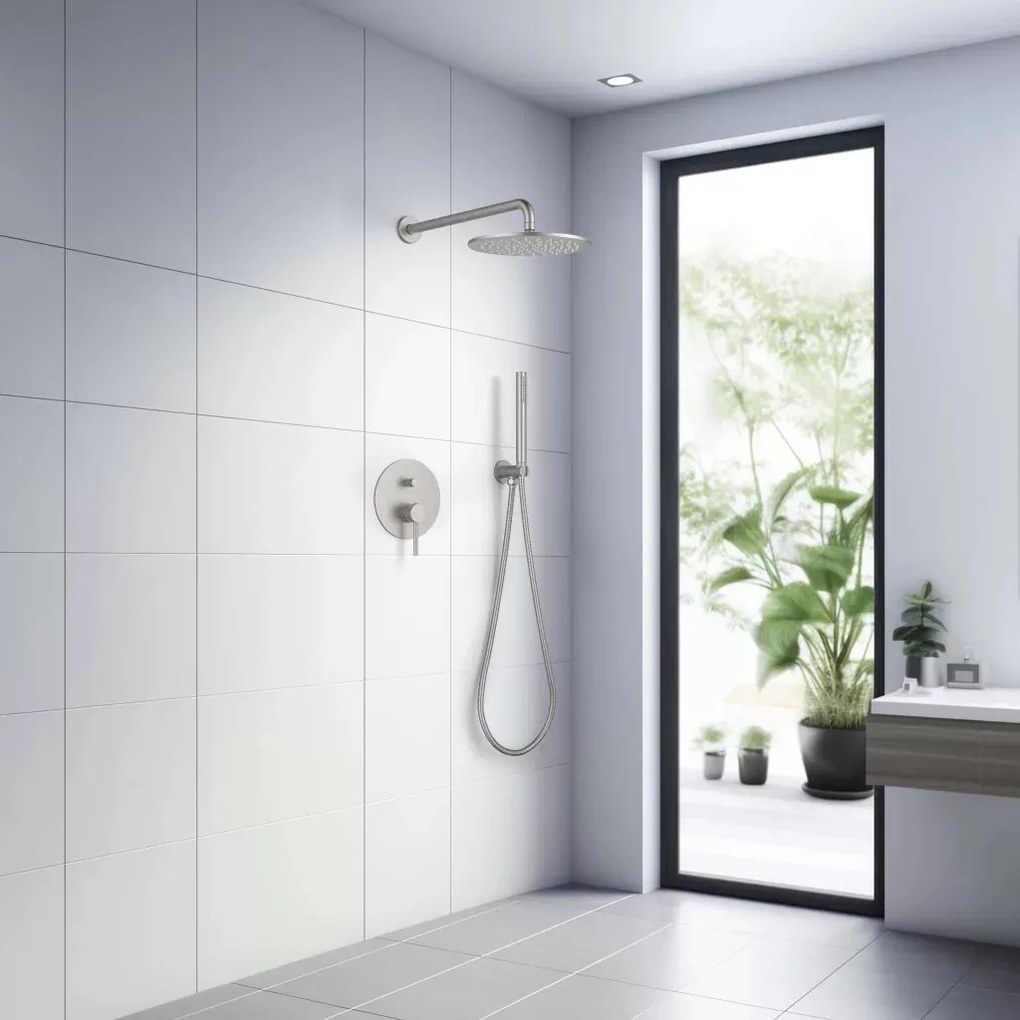 AREZZO design ASTRO falsík alatti zuhanycsaptelep szett, szálcsiszolt nikkel
