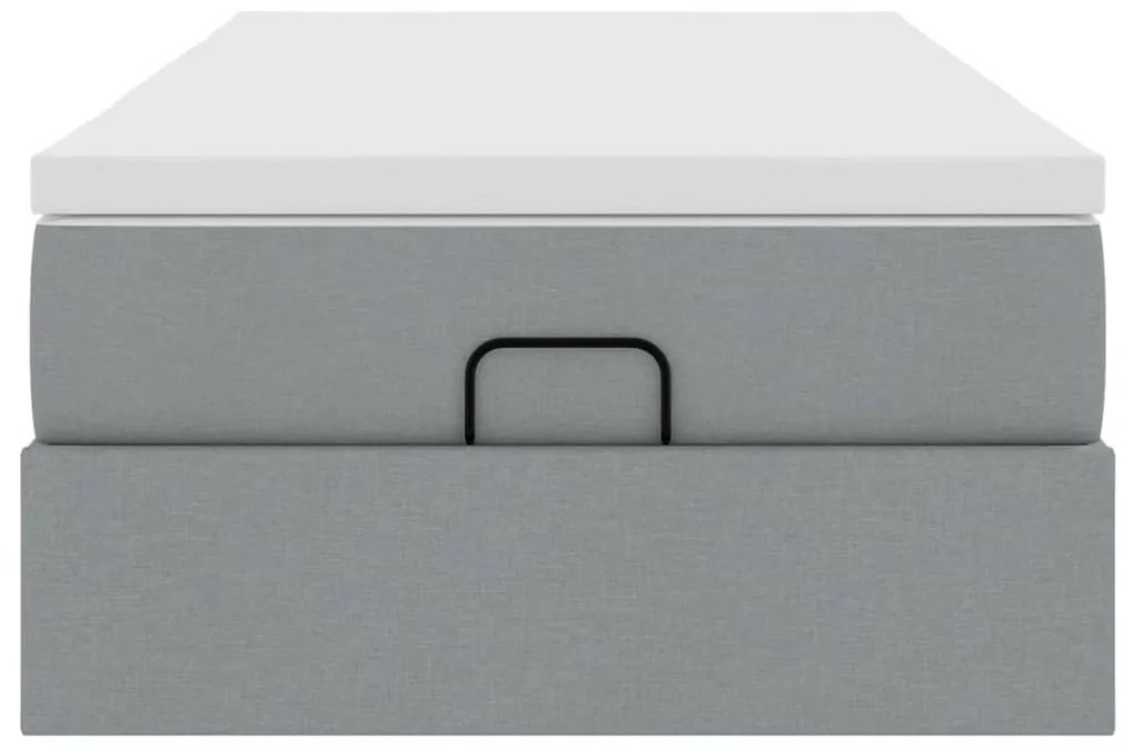 Ottomán ágykeret matraccal világosszürke 90x190cm szövet