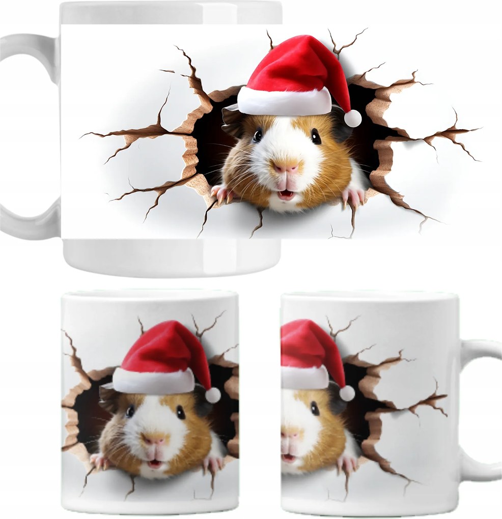 Karácsonyi mintás bögre Tengerimalac Mikulás ajándék 330ml