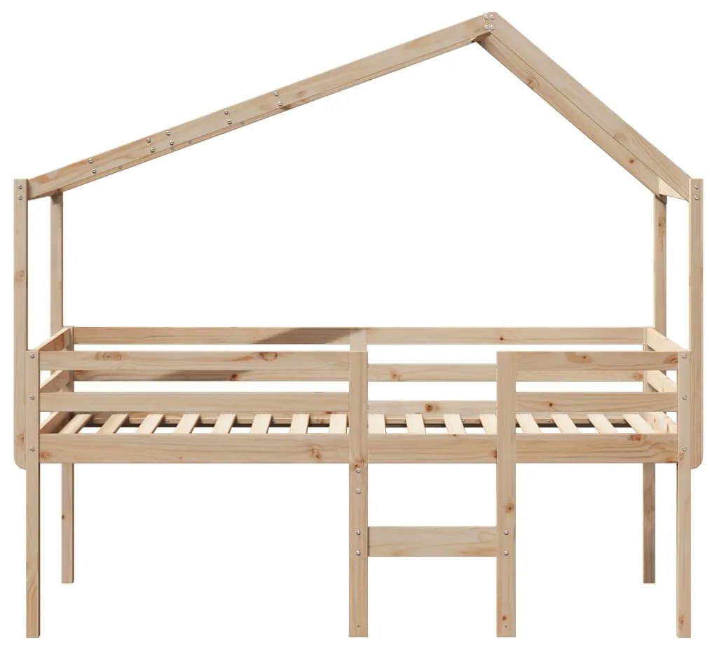 tömör fenyőfa magasított ágy tetővel 80 x 200 cm