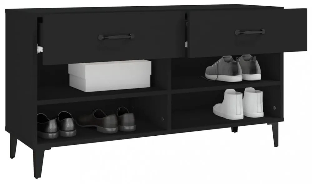 fekete szerelt fa cipősszekrény 102x35x55 cm