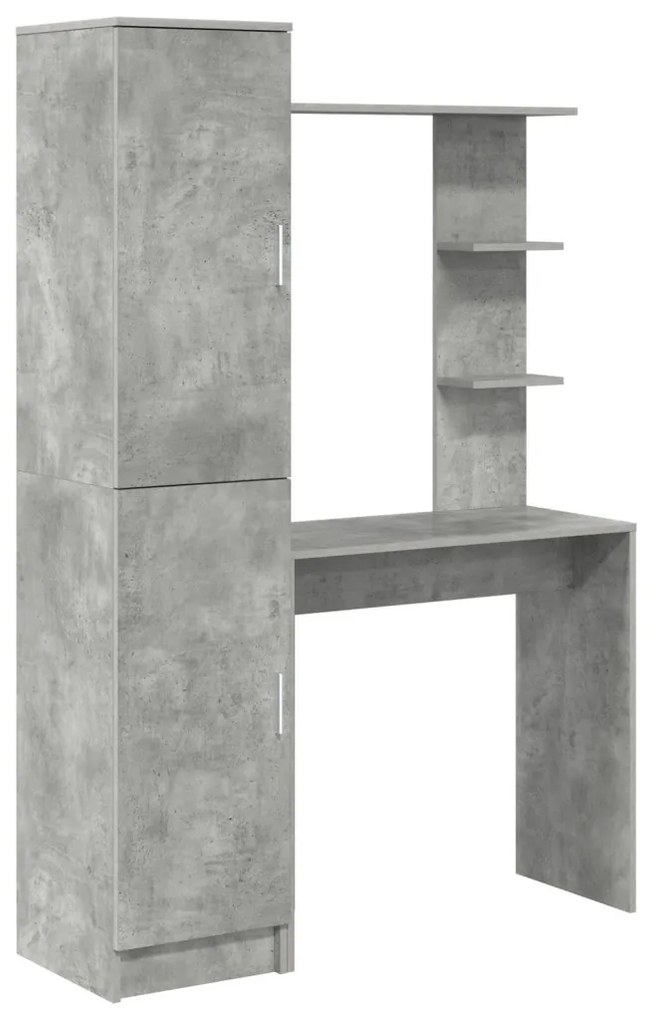 Tárolóval rendelkező íróasztal polcokkal 2 pcs Beton Szürke