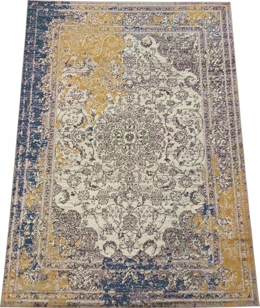 Retro glamour szőnyeg kék-sárga fríz 80x150