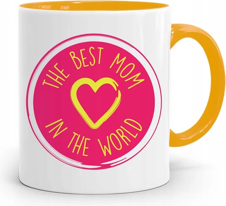 Sárga Bögre Ajándék Anyukáknak Best Mom fényképes nyomattal