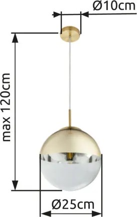 Globo 15856 Függeszték, metál arany, üveg átlátszó,arany, ø: 250, Foglalat típusa:1xE27 60W 230V